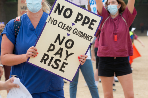 Nhs Nurses Protesting In London For A Pay Rise From The British Government.